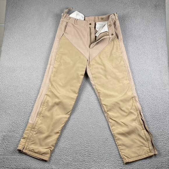 VTG Columbia Adjustable Waist Pants Men's 33-36x30 Beige Tan Double Knee - Picture 1 of 16